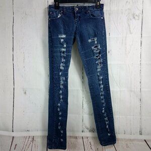 Zana Di  Distressed Destroyed Skinny Blue Jeans